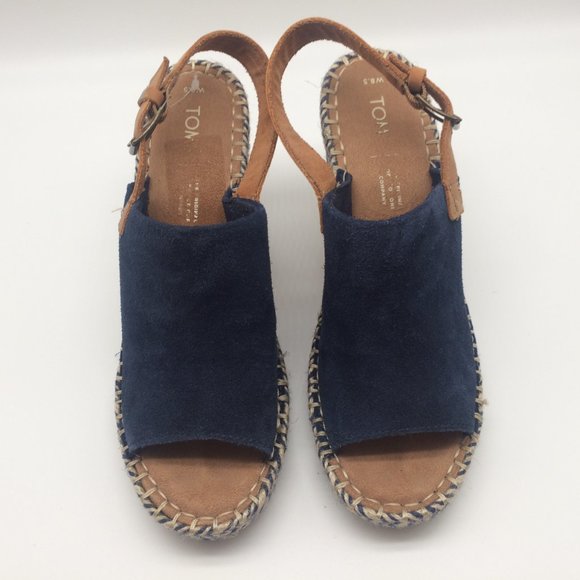 Toms Espadrille Wedge Sandals Navy 8.5 NWOT - Picture 5 of 9